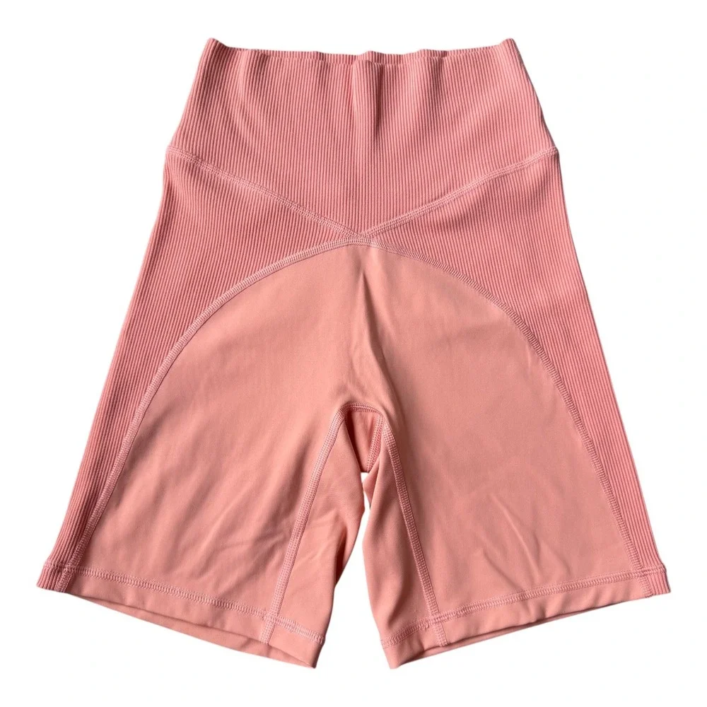 Offline by Aerie Goals‎ High Waisted Ribbed Biker Shorts Peach Salmon 7
